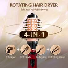2 en 1 Boucleur de cheveux rotatif et peigne, Sèche-cheveux et coiffeur électrique 2 en 1, 1000W Sèche-cheveux avec revêtement en céramique, conception ergonomique avec tête de brosse de rechange et combo bouclage pour tous types de cheveux, outil de coiffure moelleux, cadeaux de rentrée scolaire