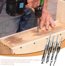 4pcs/Set Square Hole Saw Drill Bit Set, High Carbon Steel Hollow Chisel Power Tool For Woodworking