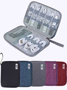 1pc Travel Organizer Kit, Watch Band Bag, Electronics Accessories, Portable Charger, Charger Case, School/College, Earphone Case, Digital Organizer Bag, USB Cable Organizer, Earphone Cable Pouch, Pen, Power Bank, Cable Organizer, Electronics Bag, Portable Watch Band Storage Box/Bag