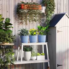 Set Of Three 22cm Decorative Planters - Elegant Blue Ceramic Pots For Indoor And Outdoor Use, Ideal For Flowers And Succulents, Stylish Home And Garden Decor