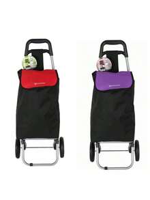 ARISE - Foldable Shopping Cart With 2 Wheels For Stair Climbing, 24L Waterproof Bag, Daily Shopping, Market And Supermarket, Random Color Red Or Purple - Nhiều màu - Xem 2