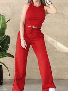 2 Stücke Damen Sportset, lässiger Outgoing Zweiteiler, Damen Hosen Set