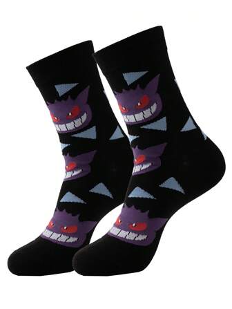 pokemon 1 Pair Men's Interesting Personalized Cartoon Cute Multi-Color Intarsia Pokemon Series Pattern Mid-Calf Socks, Unisex, Sports Style, All Season, European & American Size, Comfortable Breathable Durable, Vibrant Colors, Suitable For Daily Wear, Premium Fabric, Non-Stuffy, Fall Socks