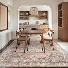 1Pc Area Rugs For Living Room, Machine Washable Non Slip Vintage Rugs, Low Pile Lightweight Print Rug For Bedroom, Dining Room, Home Office, Light Taupe Brown, Low Pile Carpet - 露珠粉紅 - 查看 2