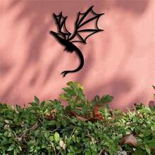 3 件龙形金属墙饰，送给龙爱好者的礼物，龙形房间装饰，传奇男人洞穴幻想艺术，铁艺墙画，适用于室内外家居露台阳台装饰，优雅的挂饰，乔迁礼物 - 黑色 - 查看 5