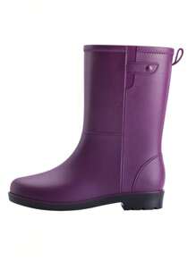 女士中筒雨靴，防水鞋，带保暖衬里，防滑软底半筒水靴 - 紫色 - 查看 3