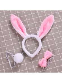 6 Pcs Rabbit Accessory Set Including Rabbit Ear Headband, Bow Tie And Tail (2 Sets), For Costume Decoration, Gag Prop, Funny Rabbit Ear Headband Bunny Costume