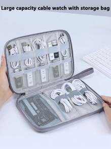 1pc Travel Organizer Kit, Watch Band Bag, Electronics Accessories, Portable Charger, Charger Case, School/College, Earphone Case, Digital Organizer Bag, USB Cable Organizer, Earphone Cable Pouch, Pen, Power Bank, Cable Organizer, Electronics Bag, Portable Watch Band Storage Box/Bag