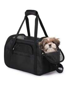 便携式猫笼 - 适用于中型猫和体重不超过 15 磅的小型犬的软边猫笼、宠物包、航空认可的旅行犬笼、手持式宠物笼、宠物背包 - 彩色 - 查看 19