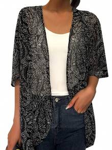 New Arrival Fashionable Paisley Print Blouse - Black - View 8