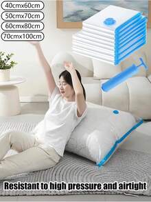 5/4/3/1pcs Vacuum Compression Bags, Vacuum Storage Bags, Airtight Seal Bags With Hand Pump, Clothes Organizer Bags For Shirts, Blankets, Pillows, Pants, Space Saving For Home, Dorm, Closet, Bedroom, Bathroom, Travel Accessories