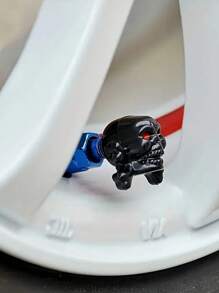 2 Capa de Válvula de Esqueleto - Combinação de Plástico+Metal Capa de Válvula de Pneu com Olhos Vermelhos e Design de Esqueleto, Adequada para Proteção de Pneus de Bicicleta, Motocicleta e Carro | Decoração de Esqueleto | Capa de Válvula, Decoração de Halloween