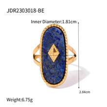 1 件复古个性化天然原创青金石镶嵌金属戒指,可调节开口带,恶魔之眼太阳不对称几何设计不锈钢滴油金戒指,手工珠宝,优雅的节日风格,独特的礼物,适合日常佩戴、节日、旅行、沙滩装,是送给女性、她、妻子或朋友的完美礼物,圣诞节、情人节、母亲节、新年珠宝 | 优雅配饰 - 金色 - 查看 10