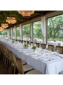 1 件装，大号长方形纯白色缎面涤纶桌布，适用于婚礼、派对和宴会 - 可机洗和手洗，可重复使用，派对装饰用品，适合长桌、多人派对、派对装饰 - 彩色 - 查看 7