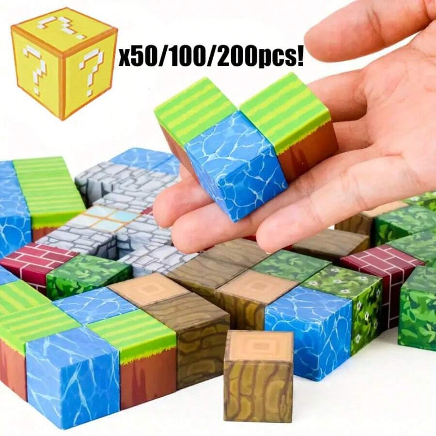 Magnetic Blocks-25/50/100/200PCS Magnetic Building Blocks Magnetic Cubes Stacking, Sensory Toys For Kids Boys Girls Ages 3-8 Christmas Birthday Gifts - Nhiều màu - Xem 1