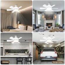 1pc White 15.8" Round Ceiling Fan With Light - 3-Speed Adjustable, Memory Dimmable LED, Mute Motor, Color/Timer Settings, Remote Control, USB-Powered For Bedroom, Kitchen, Balcony, Garage - White Six Leaf Fan Light - View 7