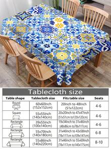 1pc Bohemian Mandala Printed Tablecloth, Modern Polyester Rectangle/Round Waterproof Tablecloth, Digital Print Suitable For Living Room, Home Use, Outdoor Dining, Small Round Table - Multicolor - View 4