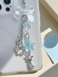 1pc Y2K Style Playful 3D Bow With Star Accents Phone Lanyard