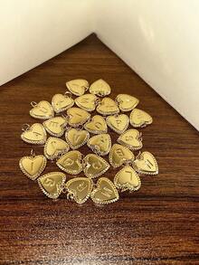 Magic Fish 1 件金色铜镀心形和字母吊坠项链