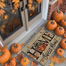 1 pieza Felpudo de entrada con estampado de calabaza de Acción de Gracias, alfombra suave antideslizante y absorbente lavable para cocina, decoración festiva y acogedora para el hogar, alfombra rectangular de pelo corto para sala de estar, dormitorio, cocina, lavandería, baño - Multicolor - Ver 5