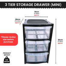 3 Tier Mini Plastic Storage Drawers, Compact Desktop Organizer With Transparent Drawers For Office, Home, Kitchen, Makeup, Crafts, Stackable & Portable Mini Tower Cabinet - Black - View 2
