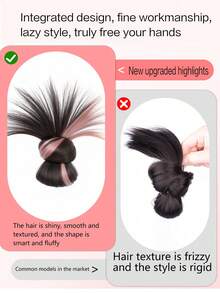 合成爪夹羽毛羽毛头蓬松丸子头蟹夹假发抓夹高马尾发饰发髻 - 彩色 - 查看 2