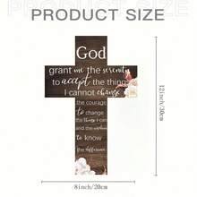 1件和平圣经经文木质十字架墙饰 - 8.0 x 12.0 英寸，励志基督教家居装饰，适合悬挂在客厅和教堂，是圣诞节、复活节、感恩节的完美装饰，也是冬季家居装饰的理想之选。