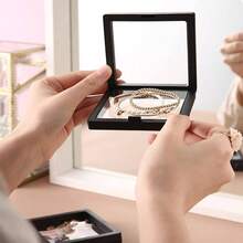 Set Of 6 3D Floating Frame Display Holder Stands, Floating Display Case Transparent PE Jewelry Storage Box Suspension Frame For Challenge Coin AA Medallions Medal(4.3x4.3in, 6.3X 6.3in) - 6 miếng màu đen + 4,3"x4,3", 6,3"x 6,3" - Xem 2