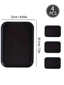 1/2/4pcs Pink Plastic Dessert Plates/Trays, Unbreakable Bread, Cake, Fruit, Snack, Coffee Plates For Home Kitchen, Cafe, Party, Wedding, Camping & Picnic - Black - View 7