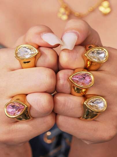 1 Stück übertriebener Wassertropfen Zirkonia Edelstahlring, modischer Schmuck als Geschenk für den täglichen Gebrauch von Frauen