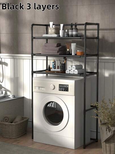 1 st badrumsförvaringsställ, tvättmaskinshylla för toalett, vattentät, rostfri, ingen borrning för hemmabruk, tillbaka till skolan