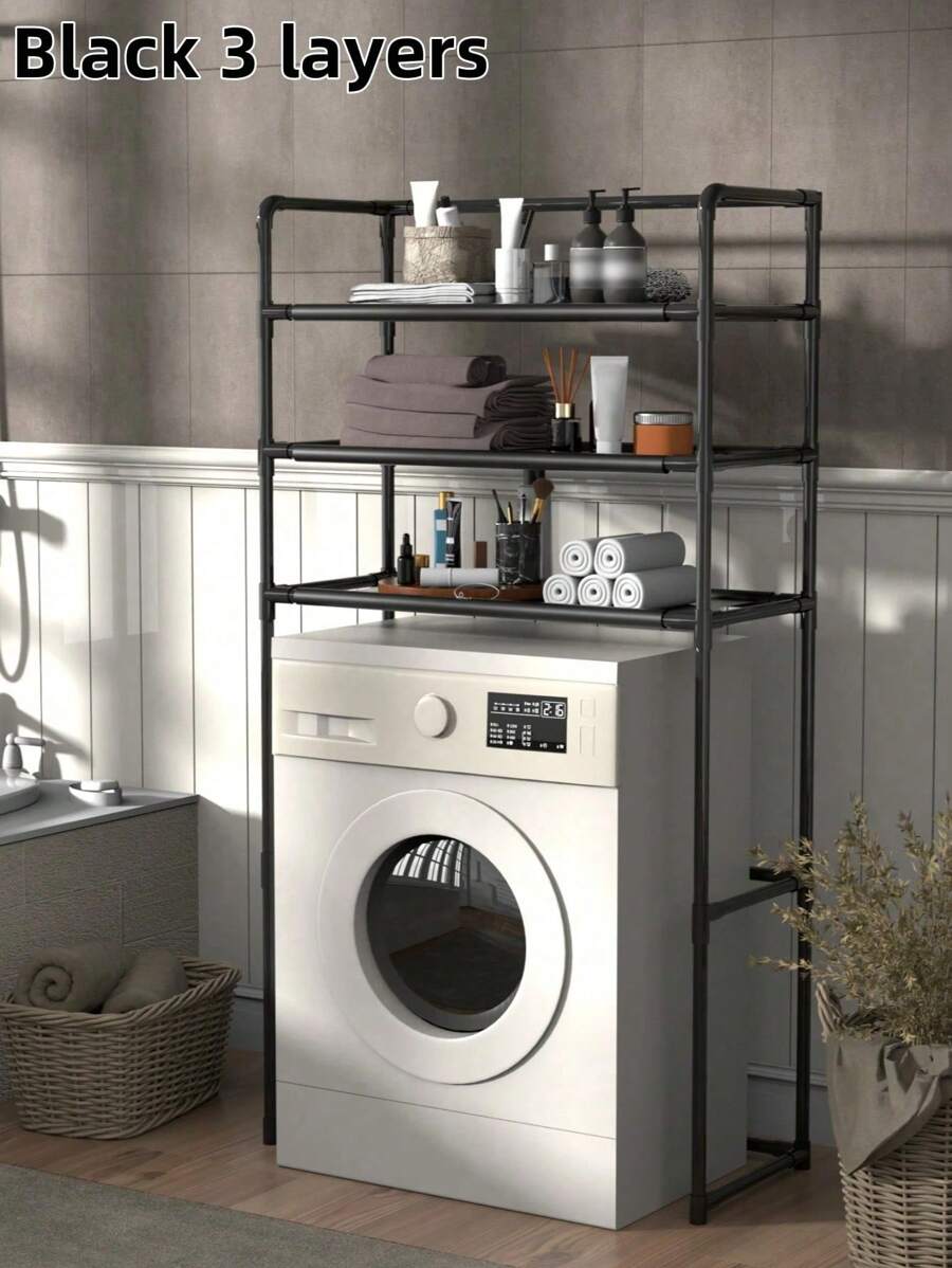 1 Piece Bathroom Storage Rack, Washing Machine Organizer Shelf For Toilet, Waterproof, Rustproof, No Drilling For Home Use, Back To School