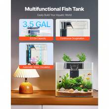 Fish Tank Aquarium, 3.5 Gallon Arch Ultra-Clear GPPS Starter Smart Tank Adjustable 3 Color Lighting, Self Cleaning System Fishbowl For Freshwater & Saltwater Fish Home, Office, Or Pet Use - Xem 2