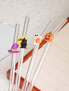 1PC/4PCS/7PCS Set Sedotan Ajaib Edisi Terbatas Halloween | Nakal + Kastil Berhantu + Kucing Hitam Misterius | Dapat Digunakan Kembali untuk Minuman Panas & Dingin | Perlengkapan Pesta yang Wajib Dimiliki! - Clear - View 6