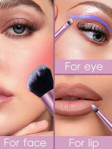 BS-MALL High Quality 10pcs Purple Dual-Ended Makeup Brush Set With Paper Box Full Face Makeup Brushes Makeup Tools Set Foundation Brush Blush Brush Contour Brush Eyeshadow Brush Set - Purple - View 4
