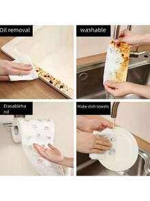 Reusable Kitchen Cleaning Cloths - Non-Stick & Easy To Clean, Meets All Household Cleaning Needs, Tear-Resistant, Wet & Dry Use, Non-Woven Oil-Absorbing Cloth, Drying Cloth, Suitable For Home, Kitchen, Party Cleaning, Random Color Pattern