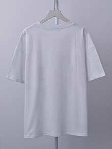 卡通印花宽松休闲圆领短袖T恤 - 白色 - 查看 8