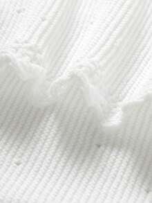 1 件厚针织婴儿毯，时尚波浪边休闲简约婴儿羊毛毯 - 白色 - 查看 6