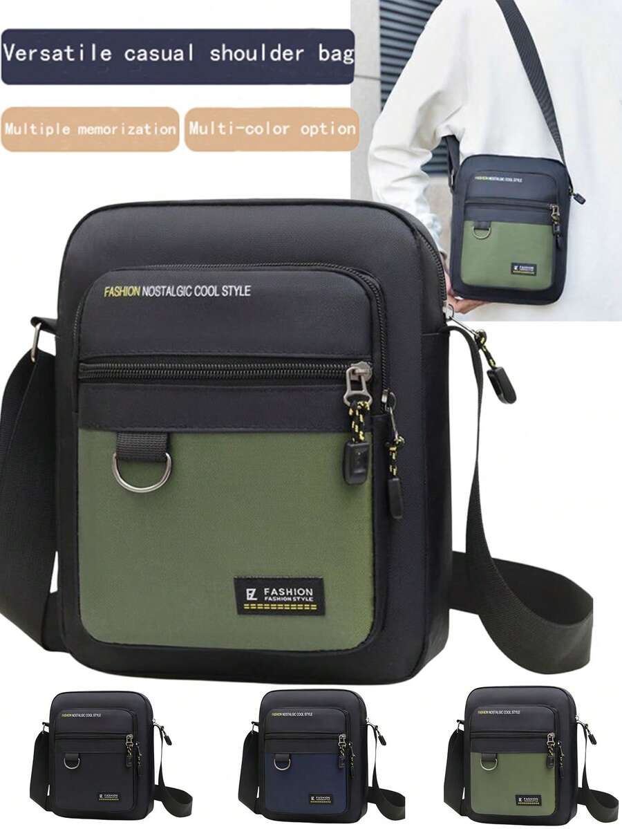 时尚休闲男士斜挎包，配有多层牛津布钱包，男士包袋，单肩包/侧包，节日必备 - 彩色 - 查看 1