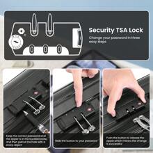 CAROMA 3/5件套男女通用登机箱套装，带TSA海关锁，ABS+PC硬壳拉杆箱，带旅行袋，适用于飞机、旅行、商务出行（20/24/28英寸/DB/TB）。行李箱、拉杆箱、万向轮行李箱、旅行箱、硬壳行李箱、带轮登机箱，旅行必备，经久耐用，适合女性度假、商务出行，大容量，旅行必备，旅行配件，旅行收纳整理，旅行用品。