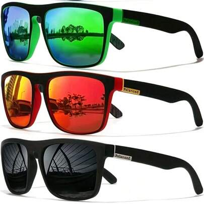 1/2/3pairs, Fantasy Cool Classic Polarized Square Fashion Glasses, Cool Square Frame Polarized Set, For Men Women Outdoor Sports Party Vacation Travel Driving Fishing Supplies Photo Props