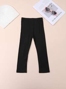 4 Pairs Girls Cute & Simple Cropped Leggings, Suitable For Everyday Wear - Black - View 7