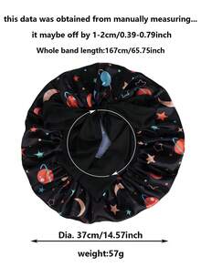 1顶缎面蝴蝶结睡帽，纯色弹力带，轻盈透气，适合女性和女孩，黑色 - 星星月亮紫色 - 查看 7