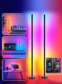 [智能落地灯] 2 件智能 RGB 落地灯变色、情绪灯、APP 和遥控器、与音乐同步、易于安装 - 可调节落地灯适用于客厅、卧室、办公室、派对、照明和家居装饰