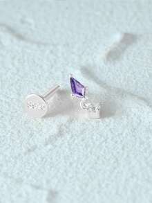 1PC 925 Sterling Silver Triangular Earrings With Ins Style All-Match Diamond-Encrusted Ball Ball Small Ear Bone Stud Ladies Jewelry Suitable For Girls Gifts