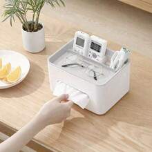 1pc Multifunctional Desktop Storage Box, Tissue Box, Remote Control & Miscellaneous Organizer