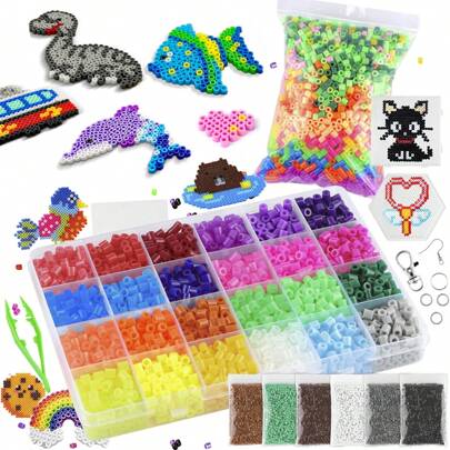 4000pcs/8400pcs - 5mm Fused Bead Set - 24 Colors DIY Jewelry Making Craft Decoration Birthday Holiday Gift Supplies Set, Easter Christmas Gift
