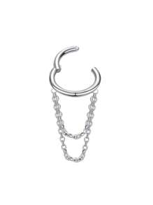 不锈钢耳骨耳环 8 毫米耳轮穿孔饰品 带链条 防过敏铰链式