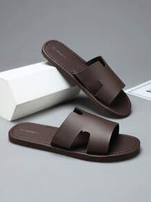 Men's Sandals Comfortable And Stylish Black Slippers Suitable For Beach, Swimming Pool, Indoor Leisure Slippers, Cool Flat Sandals - Brown - View 4