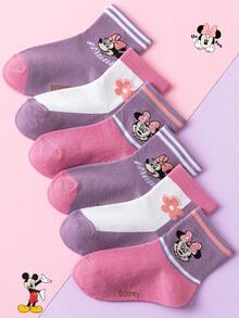 Disney 3/6 đôi tất họa tiết Minnie Mouse dễ thương chính hãng, tất dài đến bắp chân cho bé gái, tất kiểu hoạt hình Hàn Quốc cho bé trai, tất mùa thu/đông, tất cho bé sơ sinh, tất - Nhiều màu - Xem 6